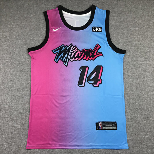 Men's Miami Heat Tyler Herro #14 Pink/Blue Swingman Player Jersey1
