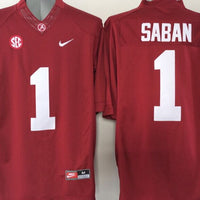Men's Alabama Crimson Tide Nick Saban #1 Crimson Player Game Jersey