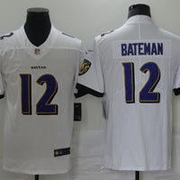 Men's Baltimore Ravens Rashod Bateman #12 White Game Jersey1