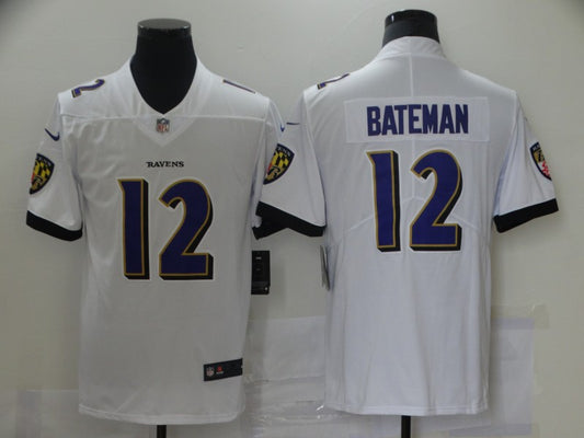 Men's Baltimore Ravens Rashod Bateman #12 White Game Jersey1