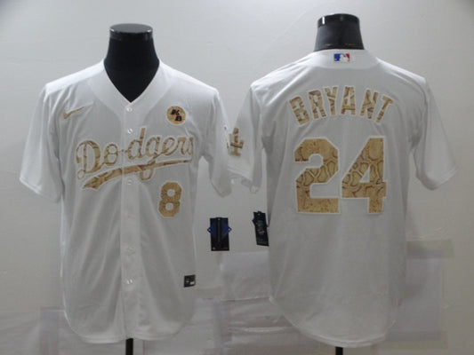 Men's Los Angeles Dodgers Kobe Bryant #8-24 White Player Jersey1
