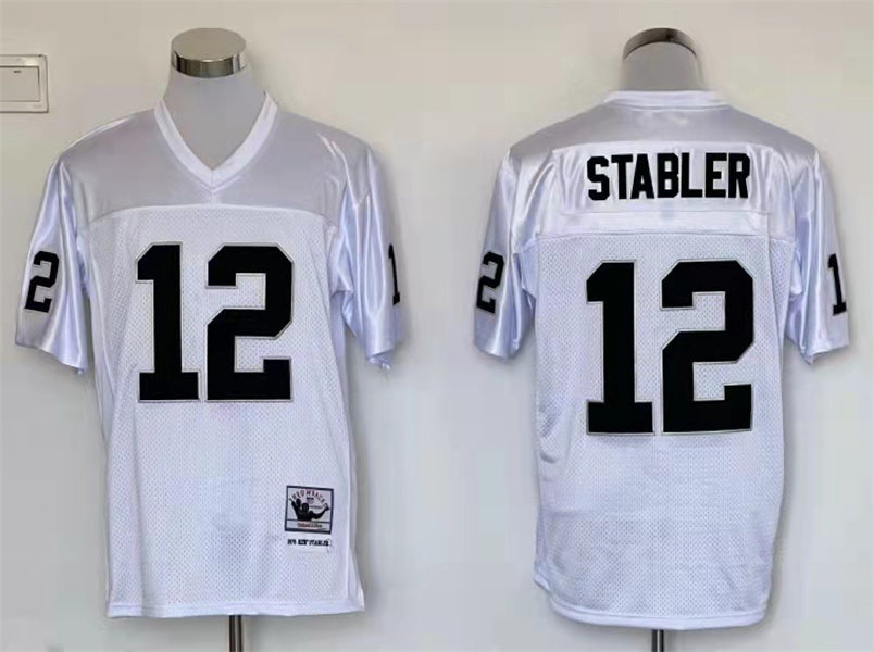 Men's Oakland Raiders Ken Stabler Mitchell & Ness White Legacy Replica Jersey1