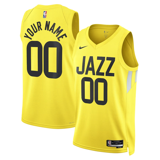 Men's Utah Jazz Gold Swingman Custom Jersey1 - Icon Edition