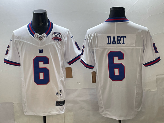 Men's New York Giants Jaxson Dart #6 White Game Jersey