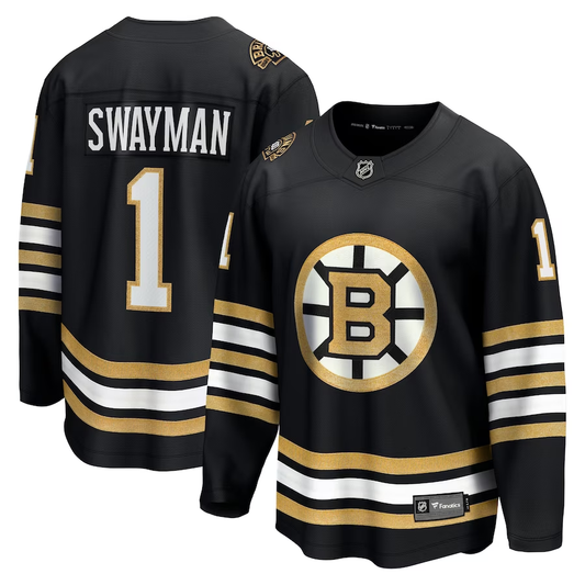 Men's Boston Bruins Jeremy Swayman #1 Black Replica Jersey1