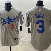 Men's Los Angeles Dodgers Edwin Diaz #3 Gray Road Replica Player Jersey
