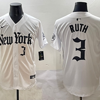 Men's New York Yankees Babe Ruth #3 White Alternate Limited Player Jersey