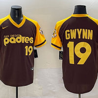 Men's San Diego Padres Tony Gwynn #19 Brown Cooperstown Collection Player Jersey1
