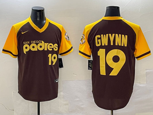 Men's San Diego Padres Tony Gwynn #19 Brown Cooperstown Collection Player Jersey1
