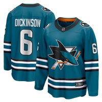 Men's San Jose Sharks Sam Dickinson #6 Fanatics Teal Home Breakaway Jersey