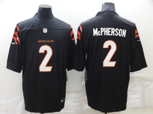 Men's Cincinnati Bengals Evan McPherson #2 Black Game Jersey1