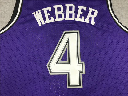 Men's Sacramento Kings Chris Webber #4 purple Retro Jersey1