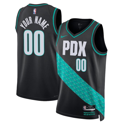 Men's Portland Trail Blazers Black 2022/23 Swingman Custom Jersey1 - City Edition