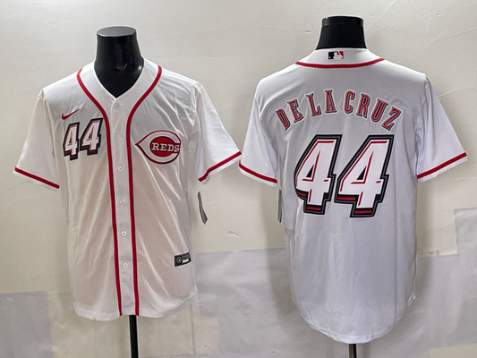 Men's Cincinnati Reds Elly De La Cruz #44 White 2025 MLB Speedway Classic Home Replica Jersey