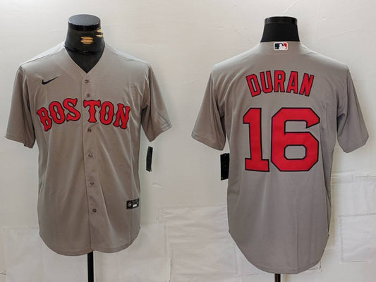 Men's Boston Red Sox Jarren Duran #16 Gray Away Limited Player Jersey1