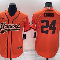 Men's Cleveland Browns Nick Chubb #24 Orange Game Jersey1 Joint Edition