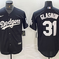 Men's Los Angeles Dodgers Tyler Glasnow #31 Black Replica Player Jersey1