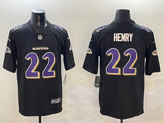 Men's Baltimore Ravens Derrick Henry #22 Carbon Black Fashion Jersey1