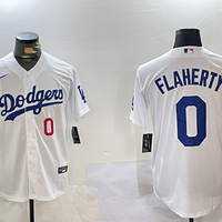 Men's Los Angeles Dodgers Jack Flaherty #0 White Home Replica Player Jersey1
