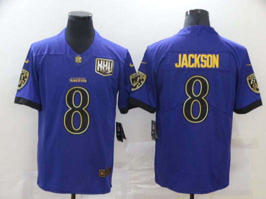 Men's Baltimore Ravens Lamar Jackson #8 Purple Game Player Jersey1