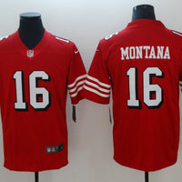 Men's San Francisco 49ers Joe Montana #16 Red Game Player Jersey1