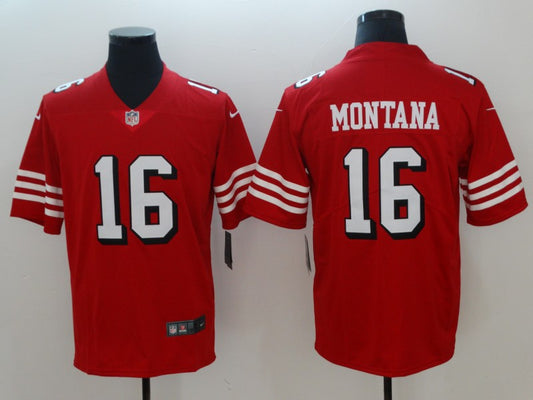 Men's San Francisco 49ers Joe Montana #16 Red Game Player Jersey1