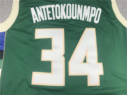 Men's Milwaukee Bucks Giannis Antetokounmpo #34 Green Player Jersey1