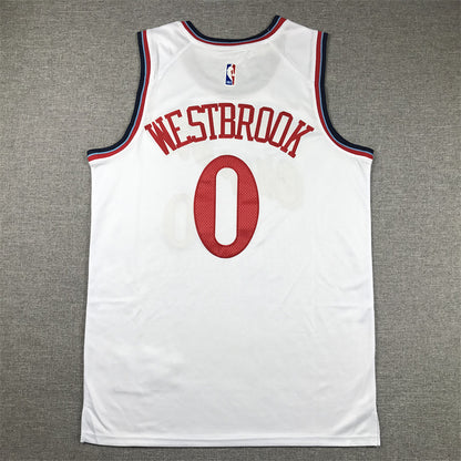 Men's LA Clippers Russell Westbrook #0 White Swingman Jersey1