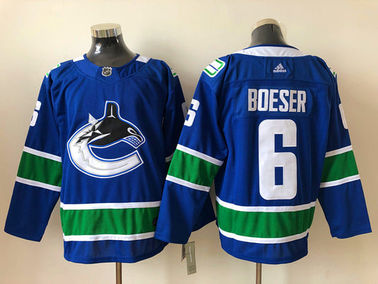 Men's Vancouver Canucks Brock Boeser #6 Blue Home Breakaway Jersey1