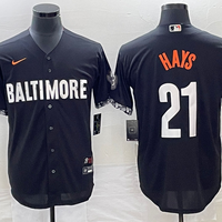 Men's Baltimore Orioles Austin Hays #21 Black 2023 City Connect Replica Player Jersey1