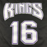 Men's Sacramento Kings Peja Stojakovic #16 Black Hardwood Classics Swingman Jersey1