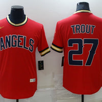 Men's Los Angeles Angels Mike Trout #27 Red Replica Player Jersey1