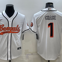 Men's Cincinnati Bengals Ja'Marr Chase #1 White Fashion Game Jersey1