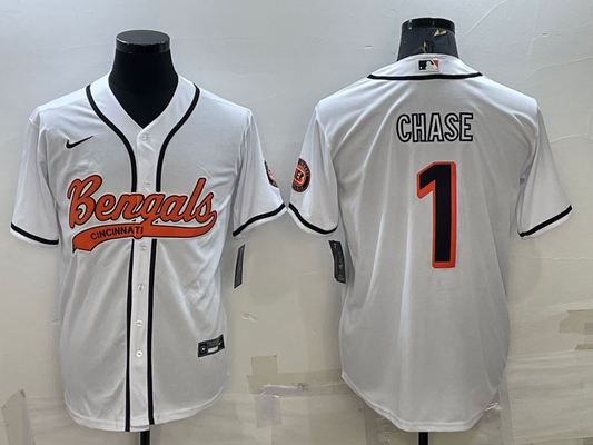 Men's Cincinnati Bengals Ja'Marr Chase #1 White Fashion Game Jersey1