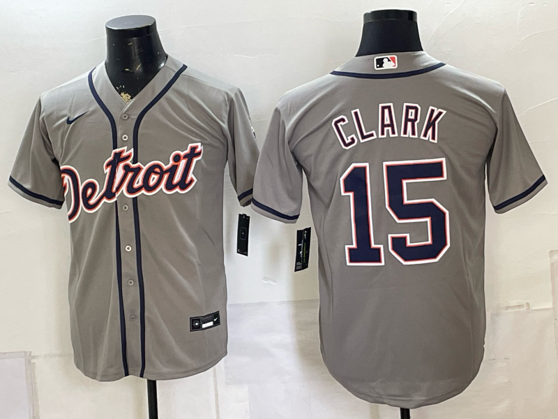 Men's Detroit Tigers Max Clark #15 Gray Replica Player Jersey
