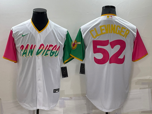 Men's San Diego Padres Mike Clevinger #52 White Stitched Jersey1