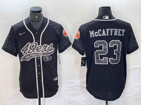Men's San Francisco 49ers Christian McCaffrey #23 Black RFLCTV Limited Jersey1 Joint Edition