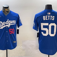 Mookie Betts #50 Los Angeles Dodgers Royal Replica Player Jersey - JerseysFreak