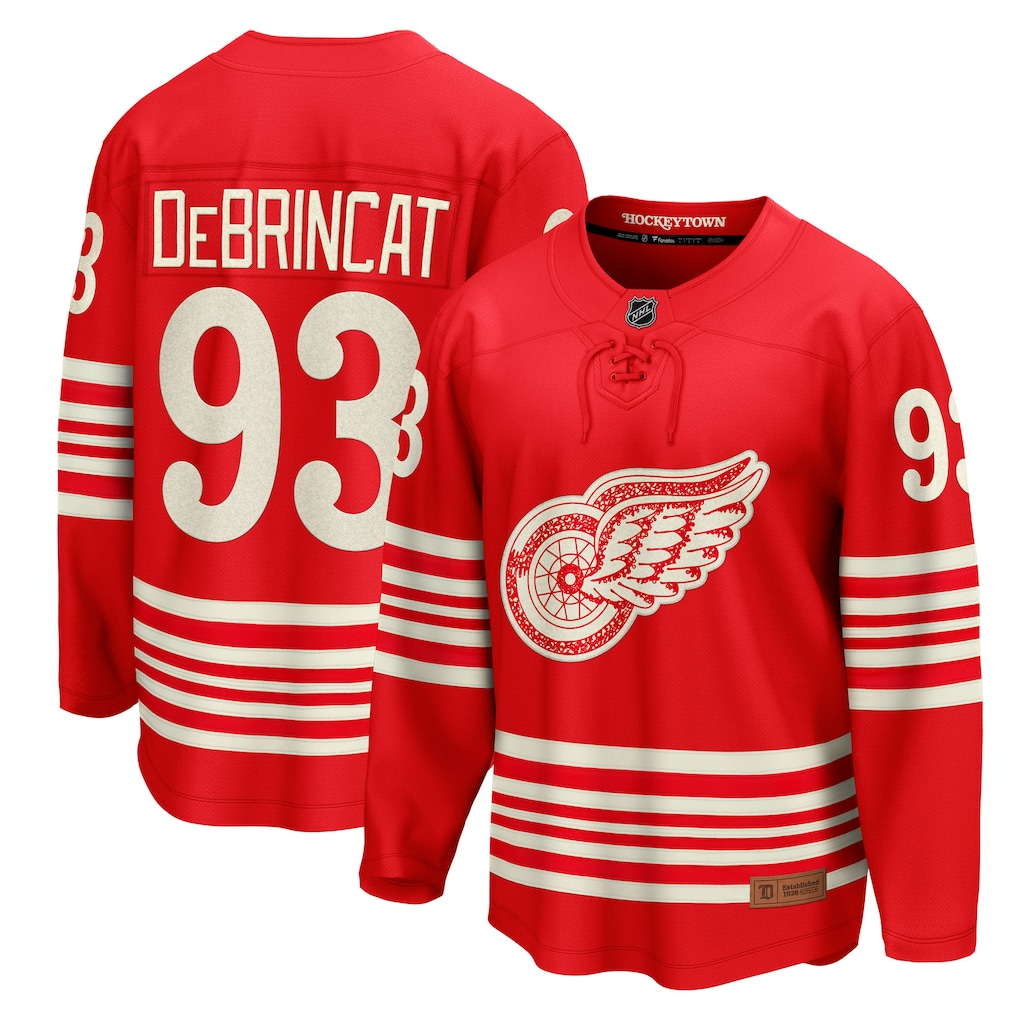 Men's Detroit Red Wings Alex DeBrincat #93 Fanatics Red Centennial Breakaway Player Jersey