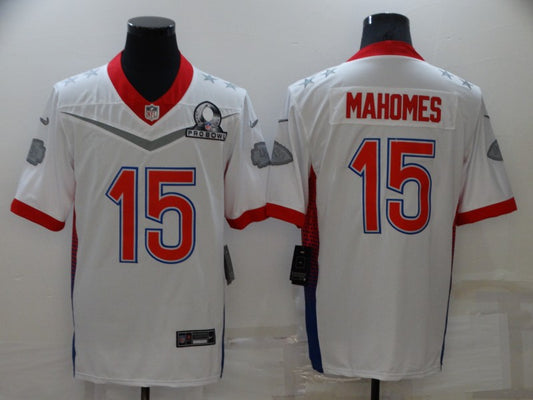 Men's Kansas City Chiefs Patrick Mahomes #15 White ALL STAR Game Jersey1