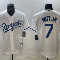 Men's Kansas City Royals Bobby Witt Jr. #7 White Home Replica Player Jersey1