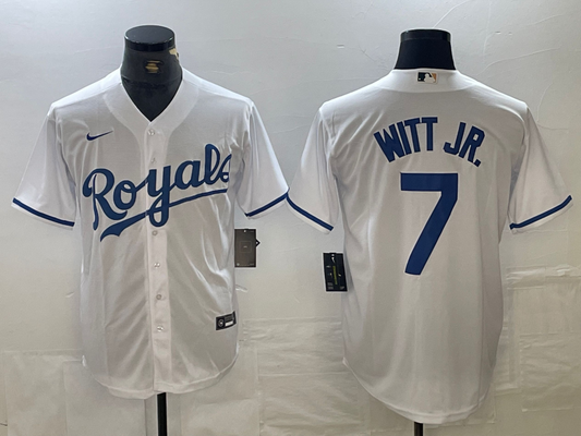 Men's Kansas City Royals Bobby Witt Jr. #7 White Home Replica Player Jersey1