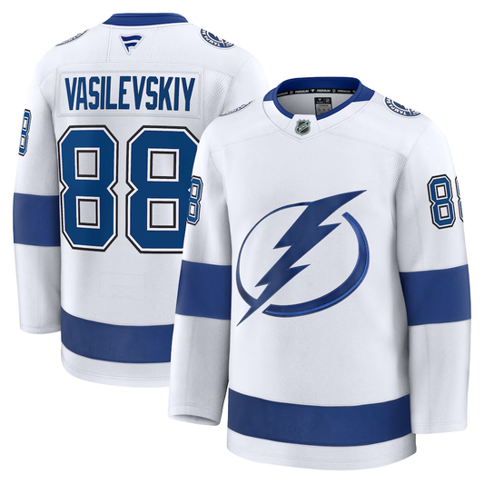 Men's Tampa Bay Lightning Andrei Vasilevskiy #88 Fanatics White Away Premium Jersey