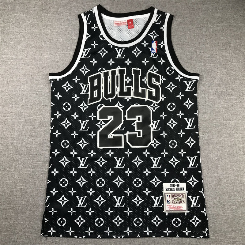 Men's Chicago Bulls Michael Jordan Mitchell & Ness Black 1997-98 Hardwood Classics Authentic Jersey2