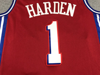 Men's Philadelphia 76ers James Harden Red Fastbreak Replica Player Jersey1
