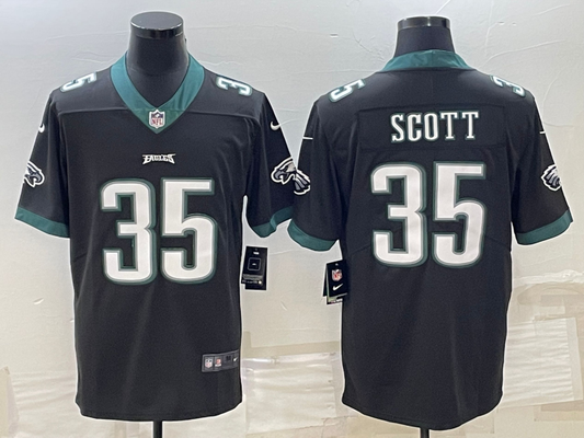 Men's Philadelphia Eagles Boston Scott #35 Black Game Jersey1