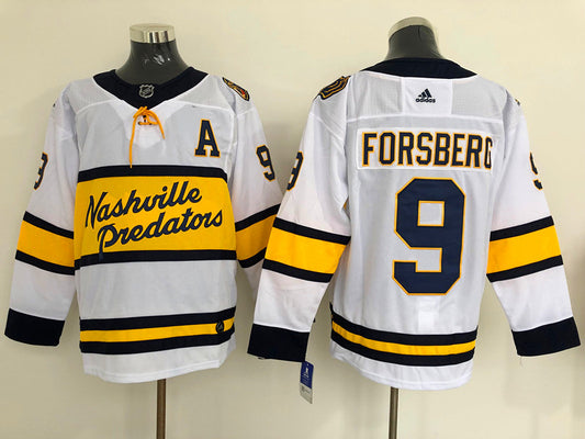 Men's Nashville Predators Filip Forsberg #9 White Breakaway Player Jersey1