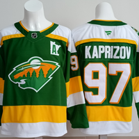 Men's Minnesota Wild Kirill Kaprizov #97 Bright Green Retro Version Jersey