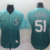 Men's Seattle Mariners Ichiro Suzuki #51 Green gradient Replica Jersey1
