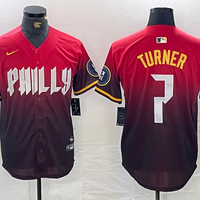 Men's Philadelphia Phillies Trea Turner #7 Red 2024 City Connect Limited Player Jersey1